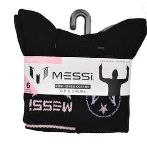 Messi boy’s Cushioned Crew Socks - Black (6 Pairs)